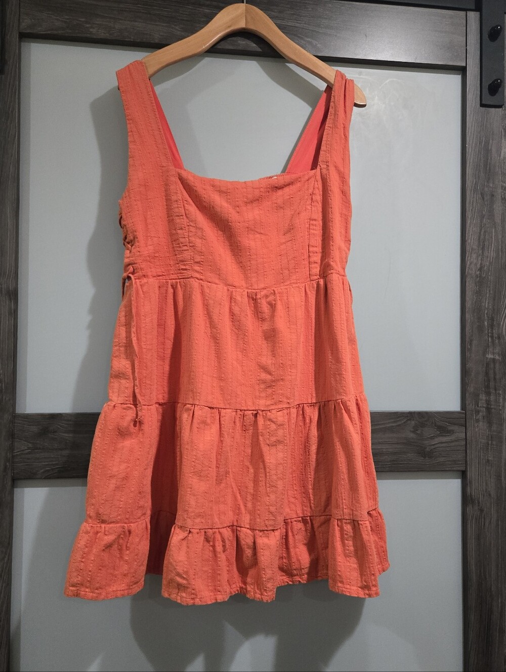 Lost + Wander Womens Miss Marmalade Orange Textured babydoll Mini Dress Small